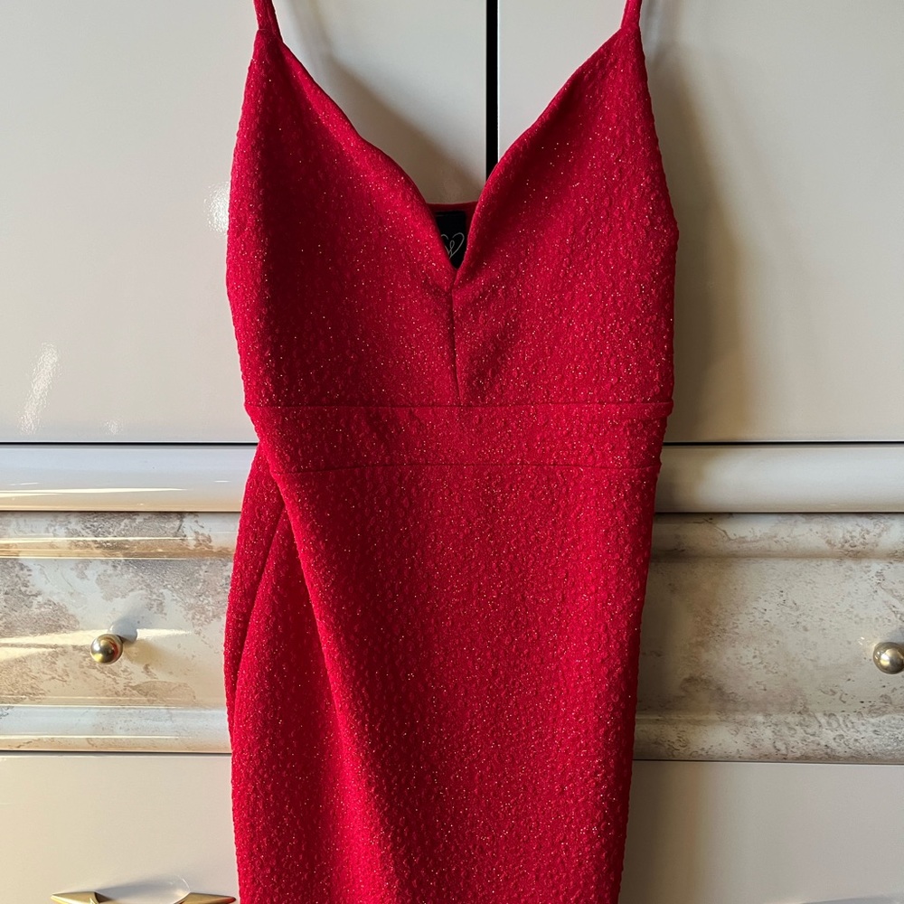 Sparkly red mini dress